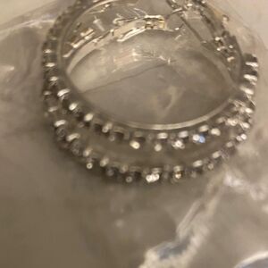 NWOT! Fashion Jewelry Sterling Silver Pave Hoop Earrings